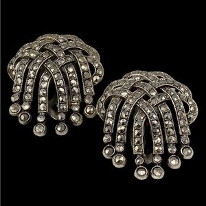 Matching Pair of Art Deco Marcasite Dress Clips